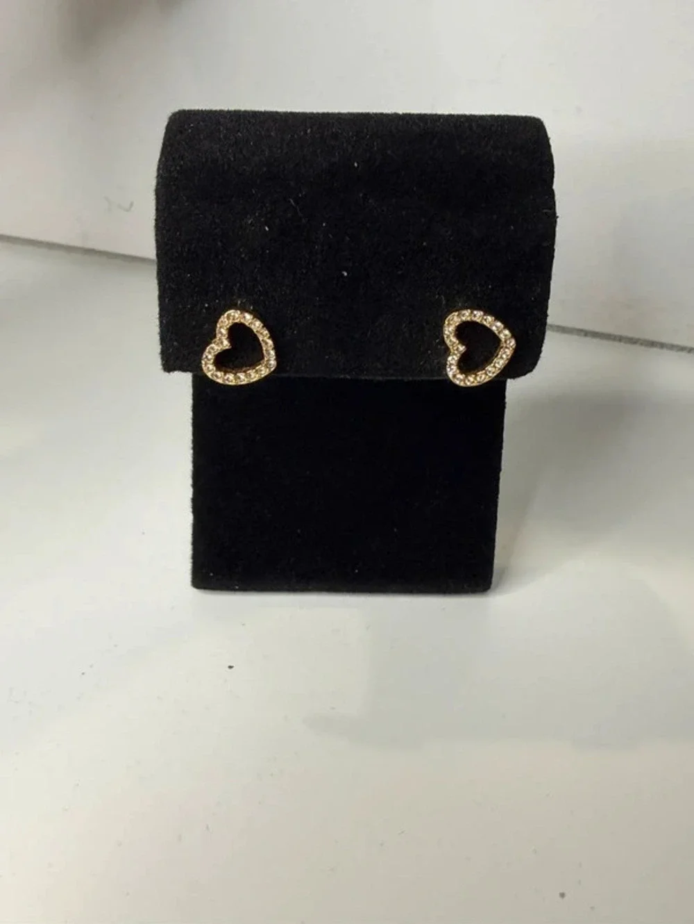 Michael Kors Gold Tone Crystal Heart Charm Bracelet and Heart Stud Earrings Set